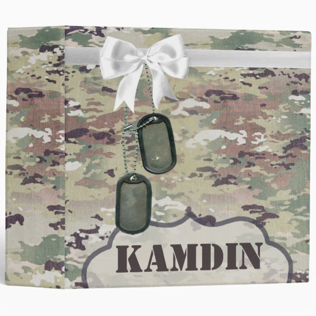 Personalized 3 Ring Scrapbook Army OCP Camo Unifor Binder (Front/Spine)
