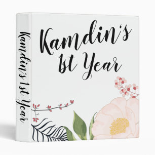 Personalized 3 Ring Scrapbook Baby Pink Cosmos on Binder