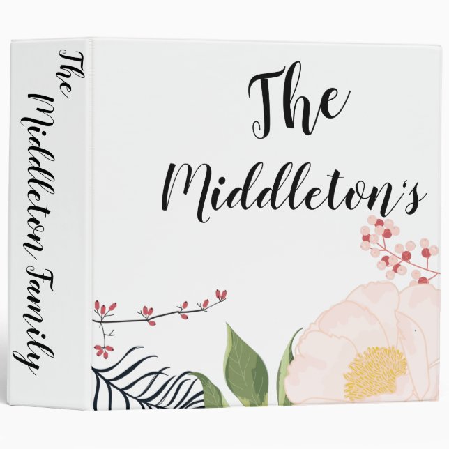 Personalized 3 Ring Scrapbook Baby Pink Cosmos on Binder (Front/Spine)