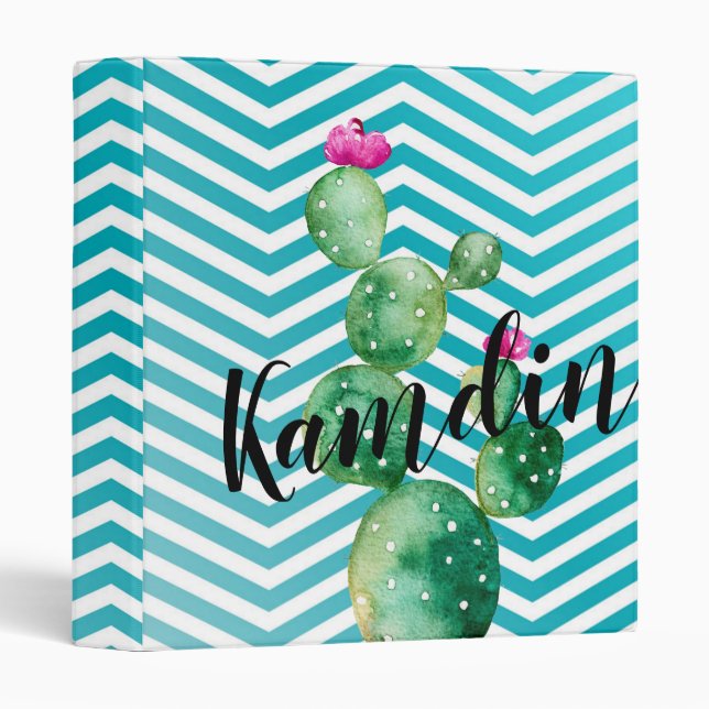 Personalized 3 Ring Scrapbook Boho Cacti Cactus Su Binder (Front/Spine)