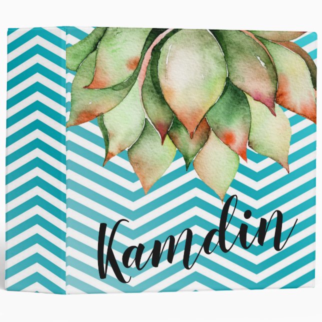 Personalized 3 Ring Scrapbook Boho Cacti Cactus Su Binder (Front/Spine)