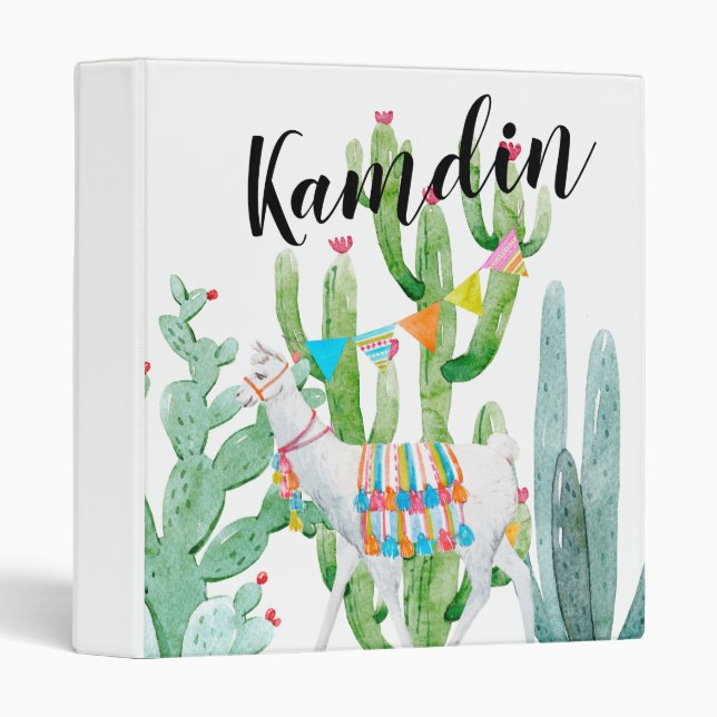 Personalized 3 Ring Scrapbook Boho Llama Bohemian 3 Ring Binder (Front/Spine)