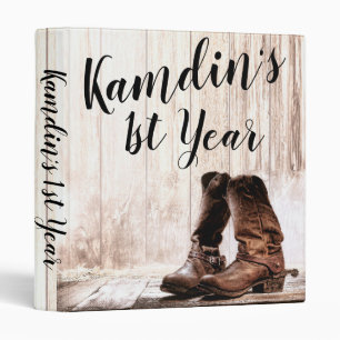 Personalized 3 Ring Scrapbook boots country rustic Binder