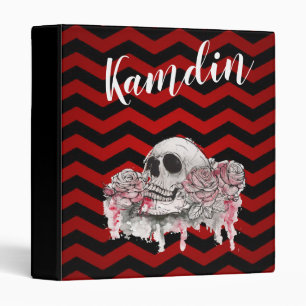 Personalized 3 Ring Scrapbook skull Rose Gothic Ch Binder