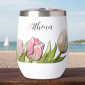 Personalized 3 Tulips Thermal Wine Tumbler by RicardoArtes at Zazzle