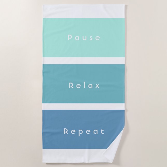 Personalized 3 Words Custom Message Green Blue Beach Towel (Front)