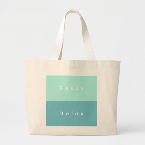 Personalized 3 Words Custom Message Green Blue Large Tote Bag