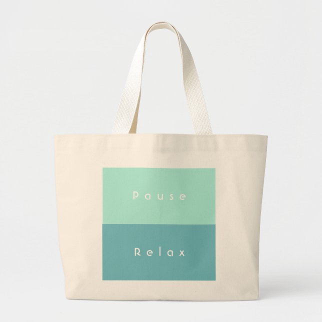 Personalized 3 Words Custom Message Green Blue Large Tote Bag (Front)