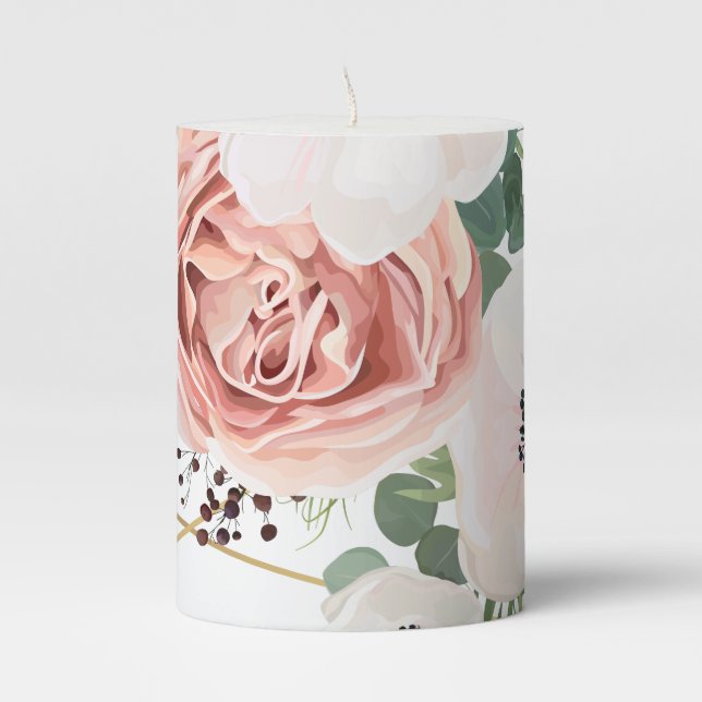 Personalized 3"x4" Candle Geometric Garden Rose (Front)