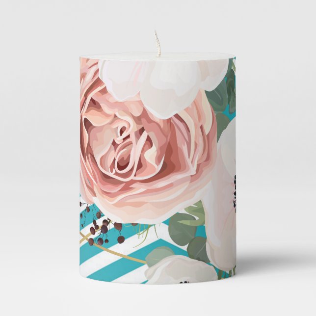 Personalized 3"x4" Candle Geometric Rose Chevron T (Front)