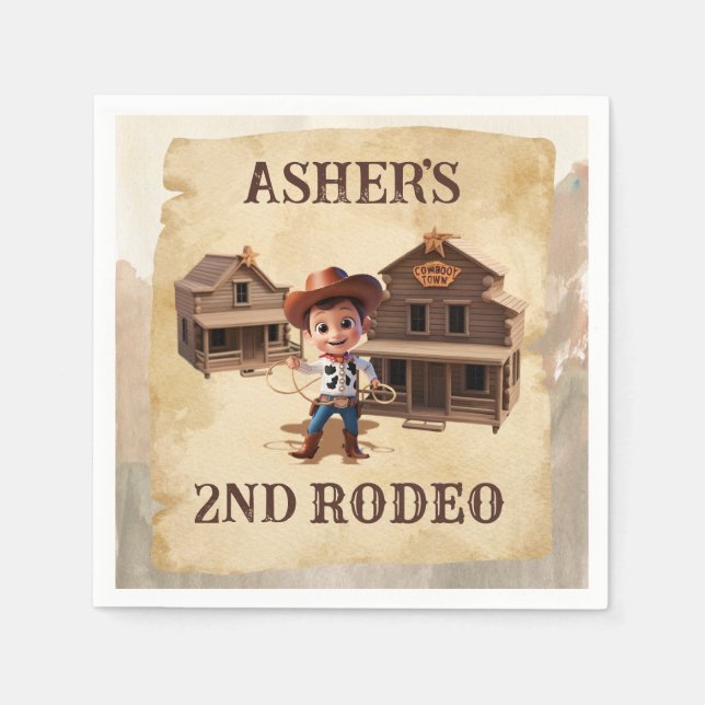 Personalized 3D Cowboy Western Rodeo Party Napkins (Front)