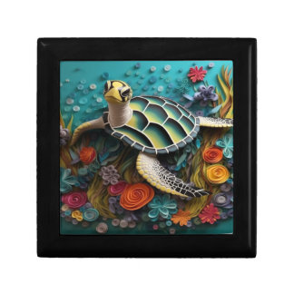 Personalized 3D Cute Floral Sea Turtle Gift Box