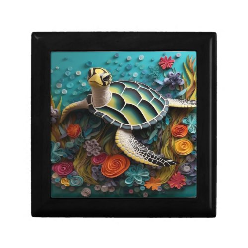 Personalized 3D Cute Floral Sea Turtle Gift Box