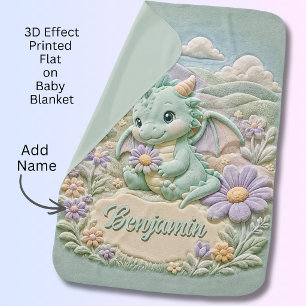Personalized 3D Effect Sage Green Dragon Baby Blanket