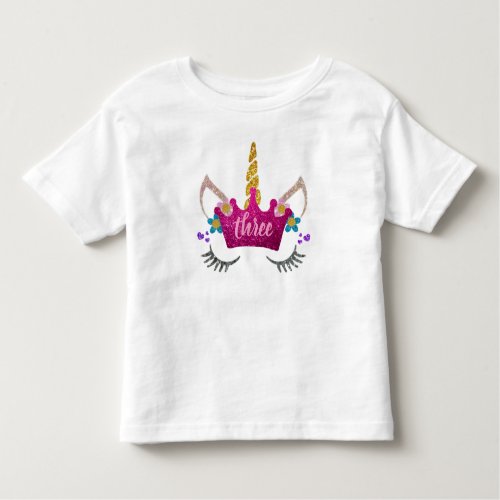 Personalized 3rd Birthday Crowned Unicorn Shirt