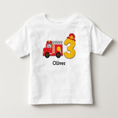 Personalized 3rd Birthday Fire Truck Toddler T_shirt