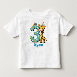 Personalized 3rd Birthday Giraffe Toddler T-shirt