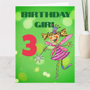 Personalized 3rd Birthday Girl Fairy Card