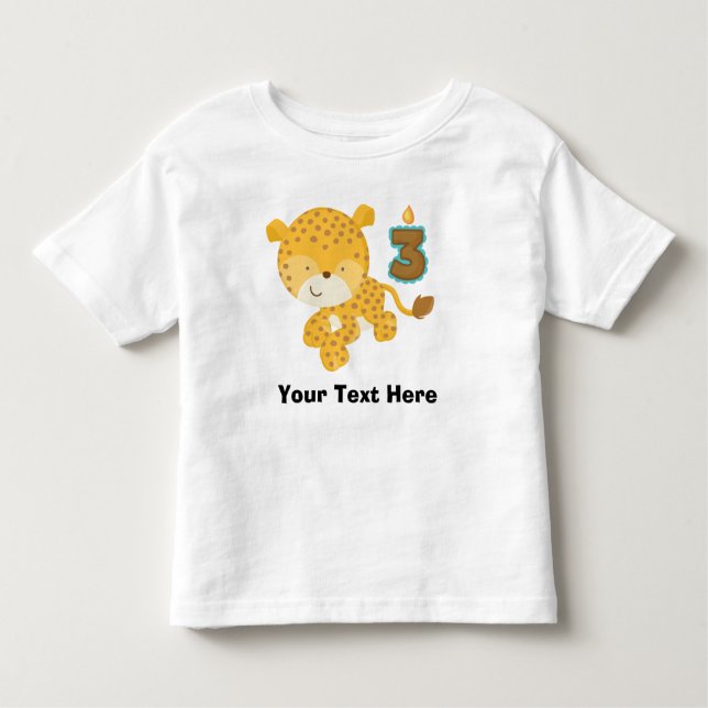 Personalized 3rd Birthday Leopard Toddler T-shirt (Front)