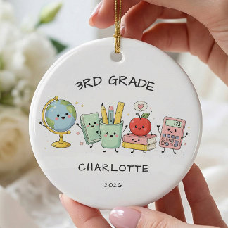Personalized 3rd Grade Girl Ceramic Ornament