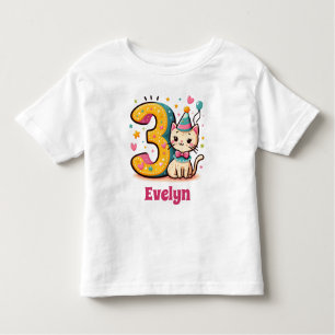 Personalized 3rd Kitty Birthday Toddler T-shirt