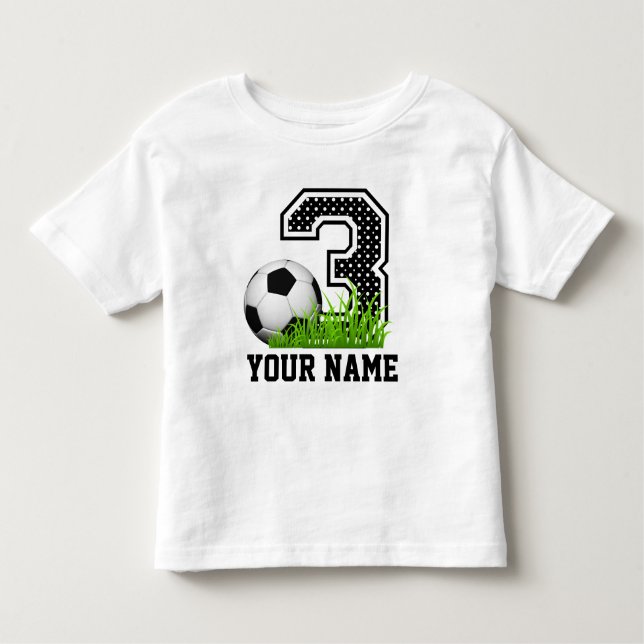 Personalized 3th Birthday Soccer Toddler T-shirt (Front)