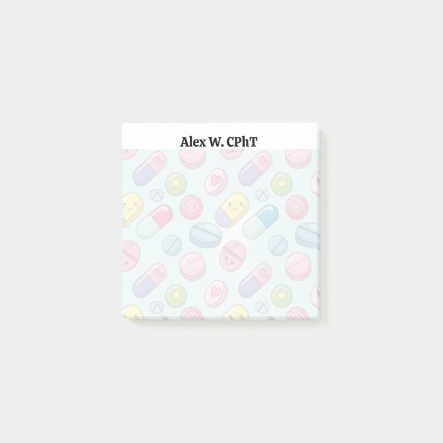 Personalized 3x3 Pharmacy Sticky Notes, Funny Post-it Notes (Front)