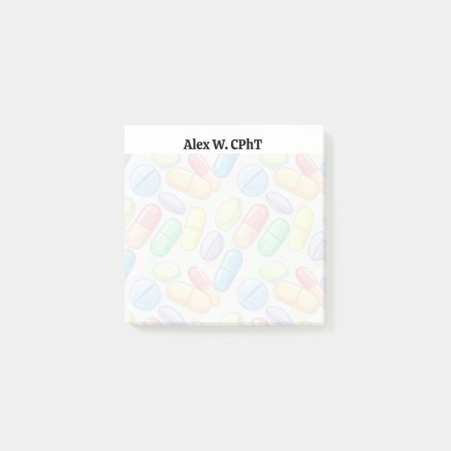 Personalized 3x3 Pharmacy Tech Sticky Notes  (Front)