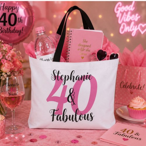 Personalized 40 & Fabulous   Tote Bag