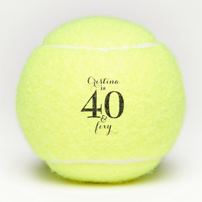  Personalized 40 & Foxy  Tennis Balls (Front)