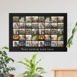 Personalized 40 Photo Collage Faux Canvas Print