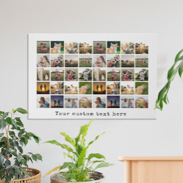 Personalized 40 Photo Collage Faux Canvas Print