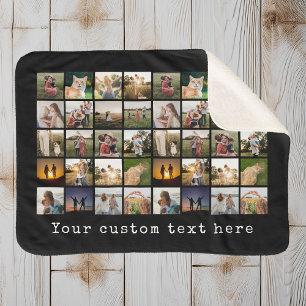 Personalized 40 Photo Collage Sherpa Blanket