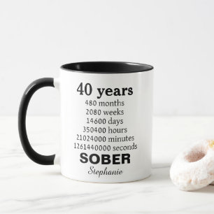 Personalized 40 Years Sober Mug