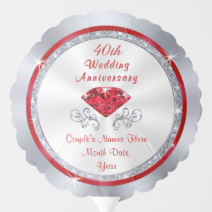 Personalized 40th Anniversary Balloons on a Stick