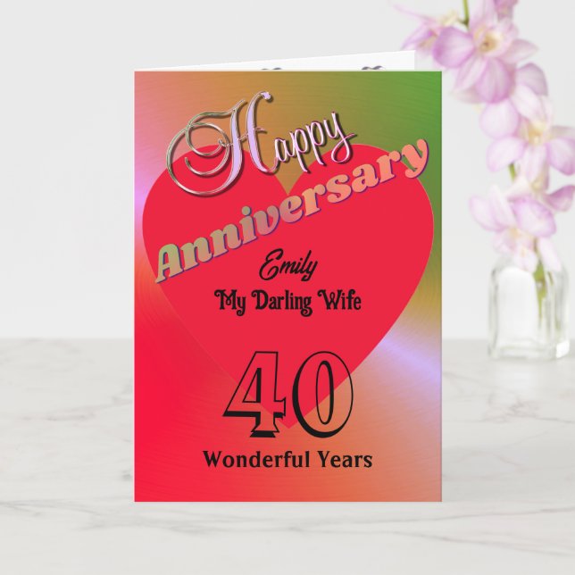 Personalized 40th Anniversary Card For Wife (Orchid)