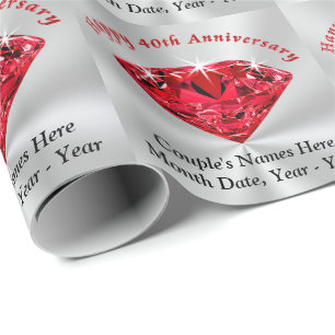 Personalized 40th Anniversary Gift Wrapping Paper