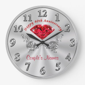 Personalized 40th Anniversary Gifts for Couples Large Clock
