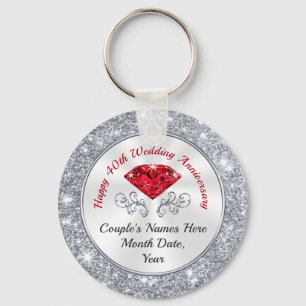 Personalized 40th Anniversary Party Favors Keychain