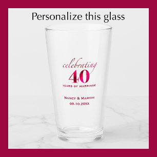 Personalized 40th Anniversary Ruby Rose Keepsake Glass