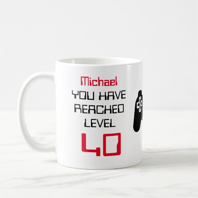 Personalized 40th (ANY AGE) Youve Reached Level Coffee Mug (Left)