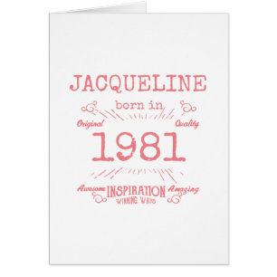 Personalized 40th Birthday 1981 Pink Retro For Her Cards