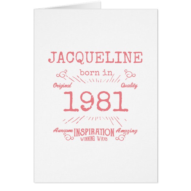 Personalized 40th Birthday 1981 Pink Retro For Her Cards (Front)