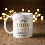 Personalized 40th Birthday 1986 Add Name Elegant Coffee Mug<br><div class="desc">Personalized birthday mug for those born in 1986. Easily customize the text to the front and the interior of this birthday coffee mug using the template provided. Part of the setting standards range of designs.</div>
