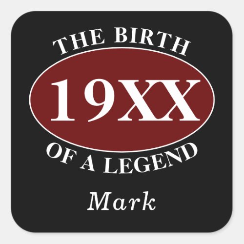 Personalized 40th Birthday Birth Of A Legend Retro Square Sticker