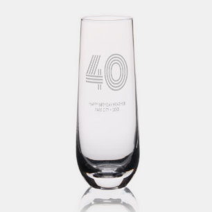 Personalized 40th Birthday Champagne Glass Gift