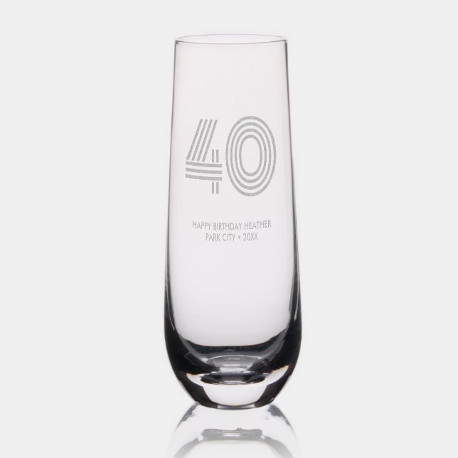 Personalized 40th Birthday Champagne Glass Gift (Glassware)