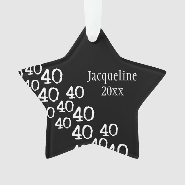 Personalized 40th Birthday Holiday Decor Keepsake Ornament (Front)