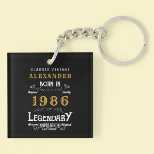 Personalized 40th Birthday Legend 1986 Vintage Keychain