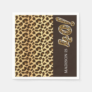 Personalized 40th Birthday Leopard Foil Balloon Napkins